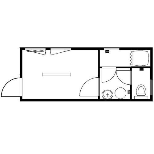 Obytný a sanitárny kontajner 6 055 x 2 435 x 2 600 mm